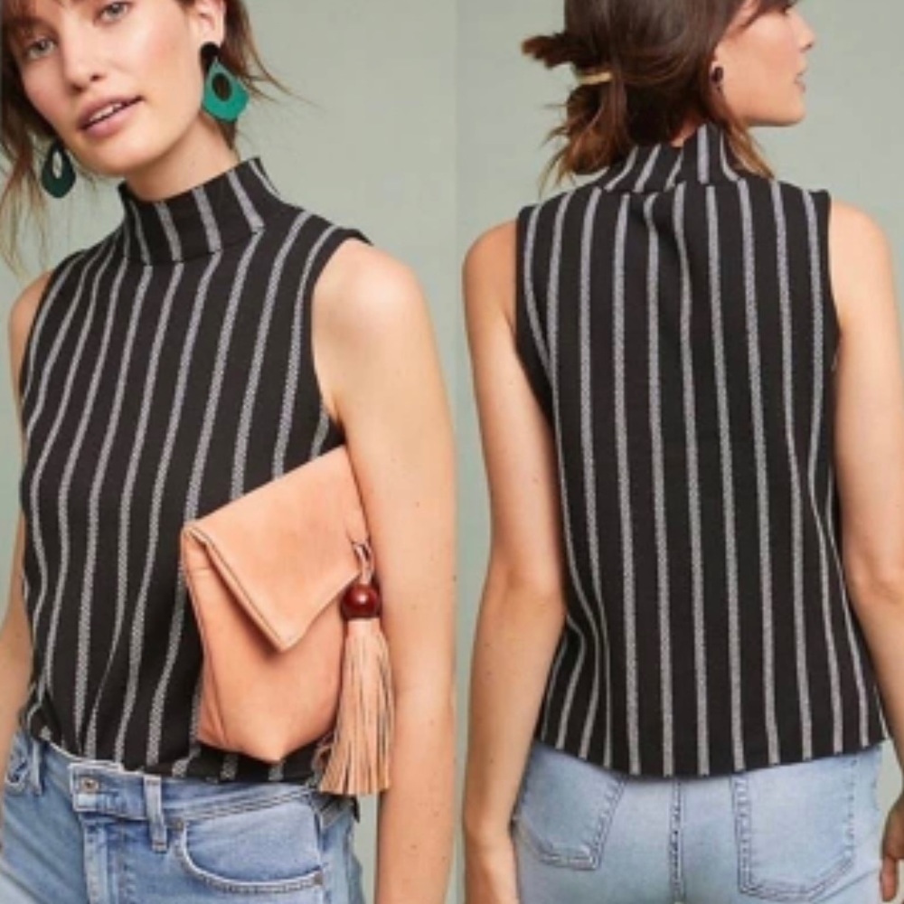 Anthropologie - Moth - Black Mock Neck - Size Small